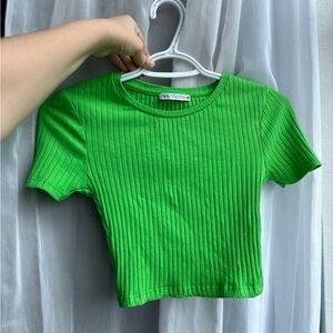 Zara Bright Green Ribbed Tee